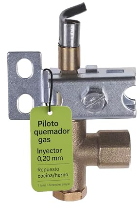 CubetasGastronorm ® Piloto Quemador 1 Llama con Abrazadera Simple y Inyector 0.20 mm Ajustable para Cocinas Hornos y Calderas a Gas 93GS10038 Encendido Seguro Repuesto Compatible Hostelería Robusto