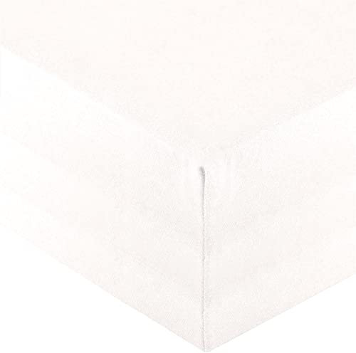 aqua-textil Royal Spannbettlaken Boxspringbett Wasserbett 90x200-100x220 cm Schnee weiß 210g/qm Jersey Mako Baumwolle Elasthan Spannbetttuch