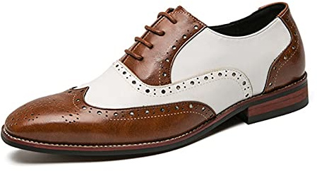 Zapatos de Vestir para Hombres Zapatos de Cuero con Cordones Transpirables de Corte bajo Coloridos Brogue Zapatos de Moda con Punta en Punta Oxford para Fiesta