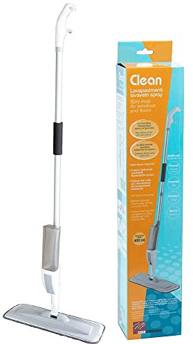 BAKAJI Sistema Lavapavimenti Spray Mop Scopa Puulizia Pavimenti con Panno in Microfibra + Spruzzo Acqua Serbatoio da 400ml Testa Girevole a 180° Perfetto per Ogni Superficie