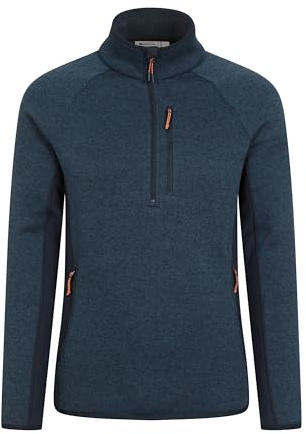 Mountain Warehouse Mens Half-Zip Fleece - Anti-pill, Stretch Panels Sweatshirt - Best for Spring Summer, Camping, Outdoors, Travelling & Hiking Navy (Half Zip) L