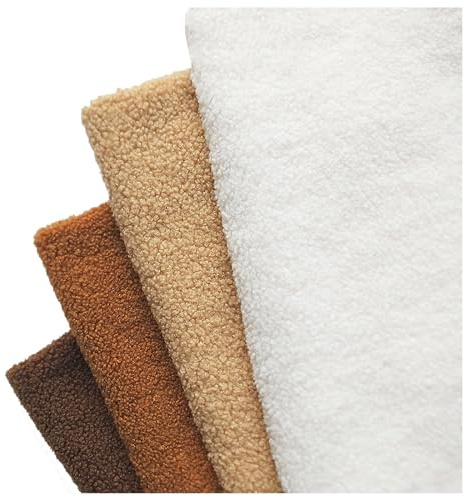 Tejido de Piel de Oveja Sintética Suave y Rizada Tela de Piel Sintética Tela de Forro Polar Sherpa para Manualidades DIY Costura Almohadas Cojines Asiento Decoración Hogar, 50x160cm(Color:Brown)