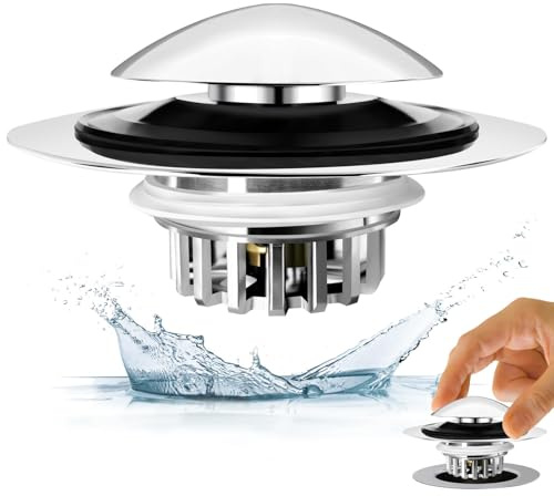 BAOLSLS Bathtub Drain Stopper, Pop Up Tub Drain Hair Catcher, Bath Tub Drain Plug and Cover for 1.45-1.8in Drain Hole, Replaces Lift and Turn, Tip Toe or Trip Lever, Silver