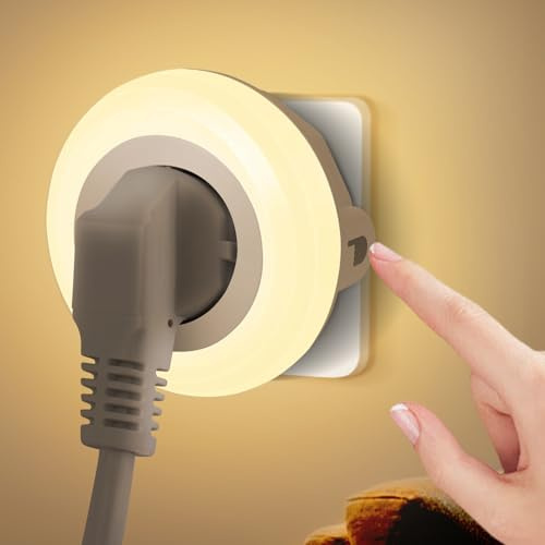 Aigostar Nachtlicht mit Steckdose und Steckdose, 3 Farben Nachtlicht mit Lichtsensor und Touch-Steuerung für Schlafzimmer, Flur, Küche, Treppen und Badezimmer
