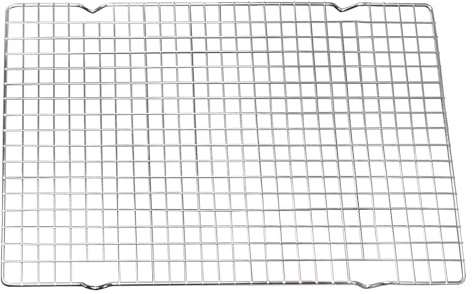 Griglia di raffreddamento per supporto, griglia di raffreddamento multiuso in acciaio al carbonio, 40 x 26 cm, per raffreddamento e drenaggio della cottura, argento
