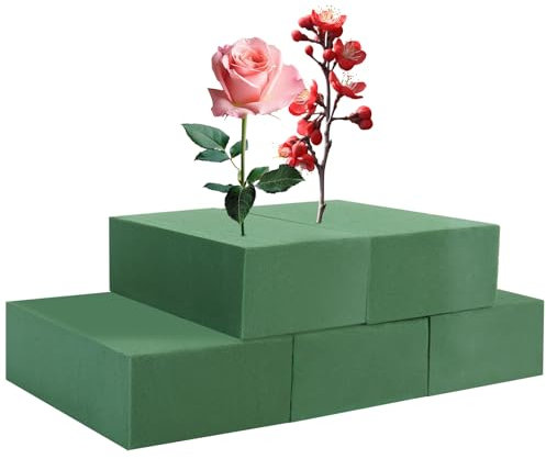 Qichan 5 Stück Blumensteckschaum, Nasssteckschaum Rechteckig, Steckmasse für Frischblumen und Kunstblumen, Steckmoos für Blumen, Steckschwamm zum Basteln/Feiern/Hochzeit
