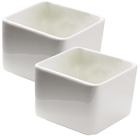 PartyKindom Ciotole Per Salse in Ceramica Quadrate, Piatti Per Condimenti e Antipasti Piccoli, Design Elegante Per Casa e Ristorante, Set Da 2 Pezzi Da 180ml