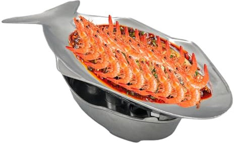 Thai -Stil Fisch Design Food Tably - Aluminium Hot Pot Set | Asian Street Food Platters, Barbecue -Teller, Familienessen, Camping Food -Servern -Tablett für authentische thailändische Küche Erfahrung