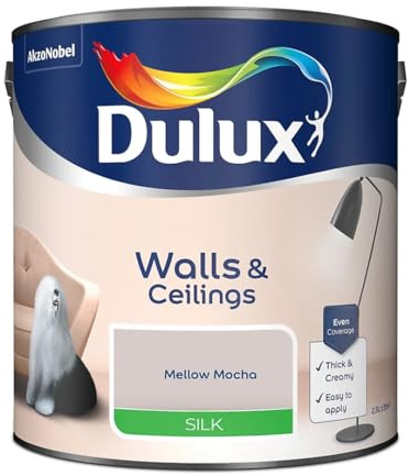 Mellow Mocha Walls & Ceilings Silk Emulsion Paint 2.5 L – Smooth Washable Silk Finish, Quick Dry, Low-VOC, Easy Application for Interior Walls & Ceilings
