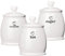 Set of 3 Ceramic Tea Coffee & Sugar White Storage Jars Shabby Chic Heart Design