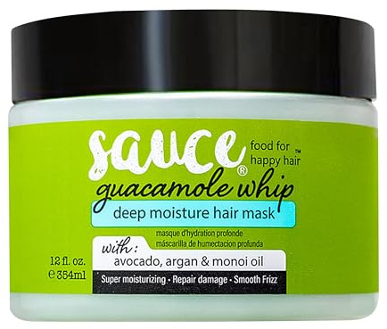 SAUCE Deep Conditioning Hair Mask for Dry Damaged Hair, Guacamole Whip (12 Fl Oz) Frizz Control with Avocado, Jarrah Honey, Monoi & Argan Oil
