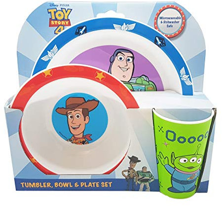 Disney Toy Story Kids 3 Piece Reusable PP Plate, Bowl & Cup Children – Dinnerware Tableware Set for Mealtimes at Home, On Holiday or at Picnics – for 24 Months & Up, Recyclable Lightweight Material