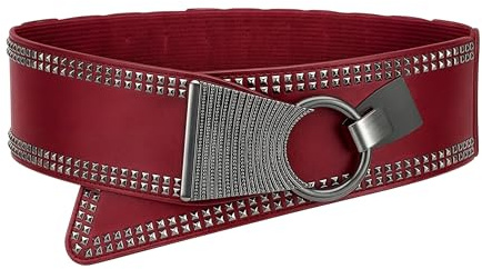 BlackButterfly Ceinture Femme Cloutée Gothique Large | 6,5 cm de haut, Clous pyramide gun metal, Crochet réglable, Dos élastique à pattes, Synthétique, Tailles S-XXL