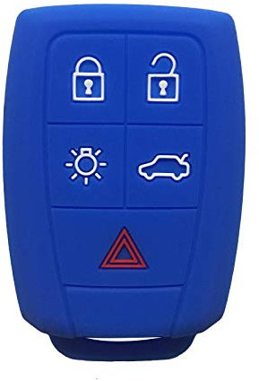 MWBLN Silikonschlüsselabdeckung, für Volvo Xc90 V50 S40 C70 S60 D5 C30 Schlüsseletui Autoschlüsselabdeckung Schlüsselbund Fernbedienung Schlüsselhalter Blau