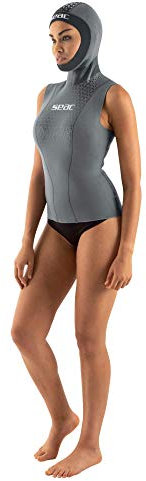 SEAC Damen Hoody Lady Unterziehweste für Tauchen, aus 2,5 mm Neopren, grau, L