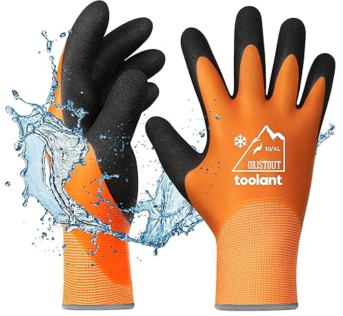 Vattentäta vinterhandskar, termiska arbetshandskar för kallt väder, pekskärm, supergrepp, för trädgårdsarbete, fiske, biltvätt, fryshandskar, orange, X-Large