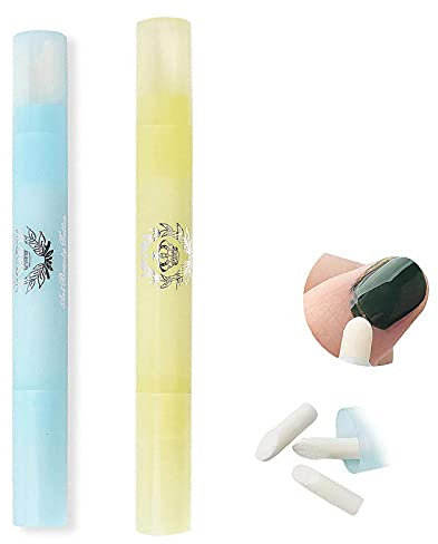 2x Nail Art Entfernung Stifte mit Baumwollköpfen Maniküre Corrector Pen DIY Stifte, Nagellack Korrekturstift,6 Austauschbare Ersatzspitzen fuer Manikuere Nagel