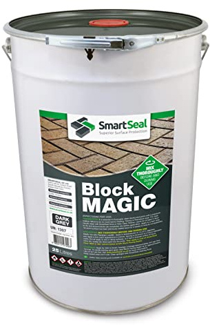 Smartseal ‘Block Magic' – A Re-Colouring Block Paving Sealer. Superior to a Concrete Paint - Transform Old Block Paved Drives or Patios - Easy to Apply (Dark Grey, 25 Litre)