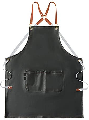 ALCKO Arbeiten Schürze, Tischlerschürze Schweißerschürze Wasserfest Canvas Werkzeugschürze Herren Damen, Perfekt for Garten Keramik Werkstatt Garage (Color : Black, Size : XL)