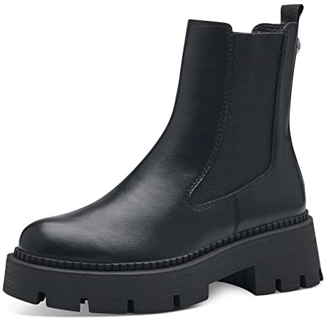 Tamaris Damen Plateaustiefeletten, Frauen Stiefeletten,TOUCHit-Fußbett,Bootee,Booties,halbstiefel,Kurzstiefel,Black Uni,36 EU