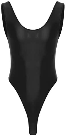 JEATHA Herren Body Kompression Durchsichtig Stringbody Ärmellos Unterhemd Männerbody Muskel Shirt High Cut Leotard Wrestling Unterwäsche Einteiler Badeanzug Nachtwäsche Schwarz XL