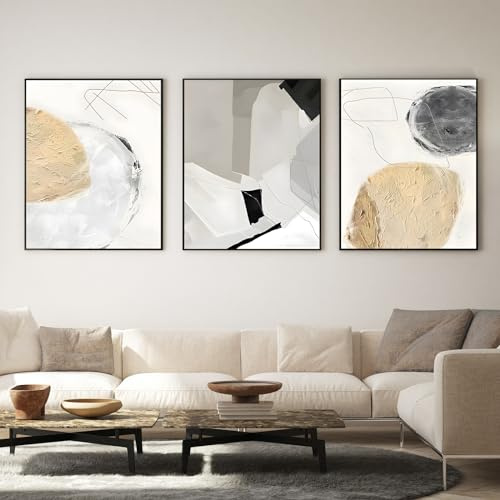 IUNTWEIE Cuadros abstractos de lienzo,Cuadros de Forma Geometría Azul,Cuadros abstractos de Mármol Lienzo para Cuadros de Lienzo Sala de Estar,sin Marco (60x90cm*3, E)