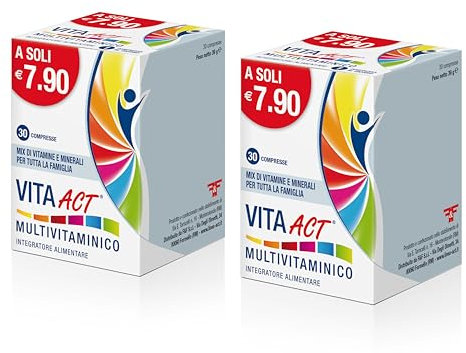 Vita Act Multivitaminico, Integratore Alimentare per Tutta la Famiglia, 1 Confezione Bipack da 60 Compresse
