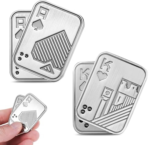Guiqulai 2 piezas de juguete deslizante de póquer de metal, juguetes magnéticos EDC para ansiedad, tarjeta de póquer para aliviar el estrés, juguete de metal fresco giratorio manualmente, juguetes de