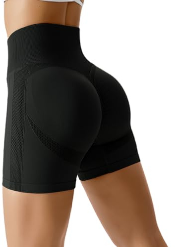 Lishang Short de Sport Femme à Taille Haute Collants Course Leggings Push Up Shorts Pantalon Anti Cellulite Booty Scrunch Butt Legging Lift Yoga Pantalon Sport Opaque pour Gym Fitness Jogging Running