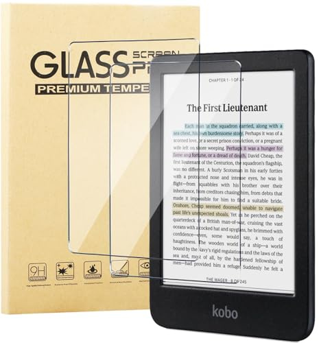 KUSINHOKA Härdat glasfilm för Kobo Clara Color/Clara BW, [2 stycken] hårdhet 9H [anti-rep] skyddsfilm, [bubbelfri], HD transparent skärmskydd skärmskydd