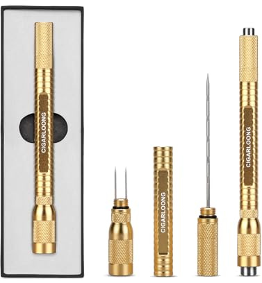 CIGARLOONG Poinçon 4-en-1 Poinçon rétractable et à visser Poinçon pour ouvre-trou tranchant (Doré)