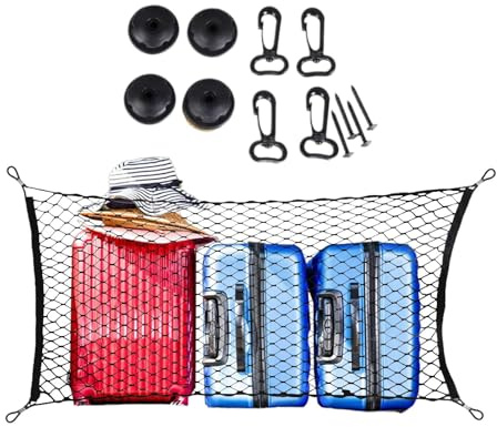 Mppchhn bagagenät, bagagelucka förvaringsnät – lastbilslastbilsnät, elastisk bagageförvaring, justerbar, 60 x 100 cm, för SUV:ar, bilar och lastbilar