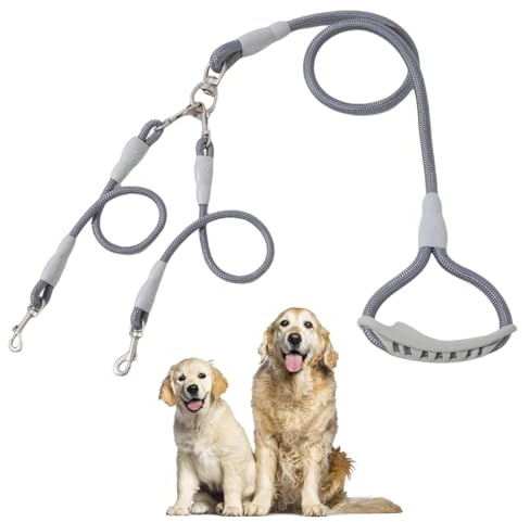 2 en 1 Correa de Tracción Sin Enredos - Doble y Ajustable para Perros Medianos y Pequeños - Ideal para 1 o 2 Mascotas
