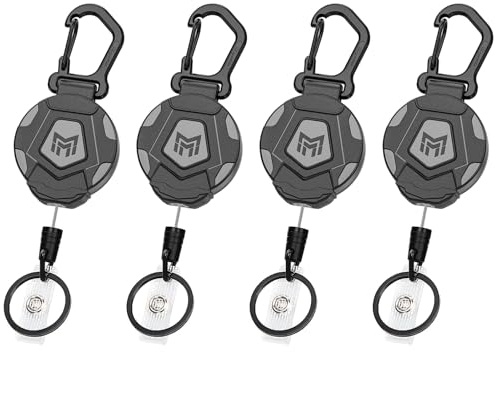 MNGARISTA 4-Pack Retractable Keychain, Heavy Duty Carabiner Badge Holder, Tactical ID Badge Reel with 31.5” Steel Retractable Cord, 8.0 oz