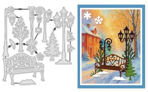 UNICRAFTALE Metallskärformar vintergata-mönster hållbara prägling stenciler för korttillverkning, papperskort, fotoramar dekoration scrapbooking 18 x 12 cm