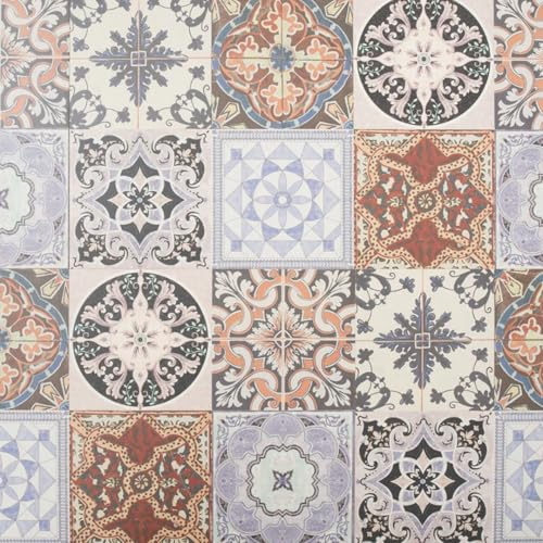 Underfoot Victorian Style Mosaic Tile Effect Laminate Flooring Pack Vintage Click Fit Laminate Floor Planks - 2.92m² Coverage Per Pack (Blue/Brown)