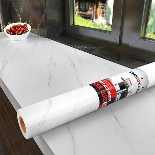 Decotalk Vinilo Adhesivo Muebles Marmol Blanco 81X300cm Papel Adhesivo Pared Muebles Marmol Impermeable Decorativo Para Cocina Armario Puerta Mesa Papel Pintado Forrar Rollo Lminas