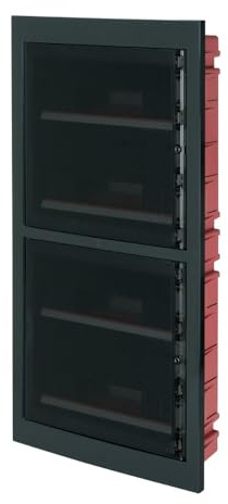 Tableau électrique IP40, montage encastré, 72 modules (4x18), 450x853x95mm, cadre noir, armoire avec porte transparente fumée, boîte de distribution pour installations électriques