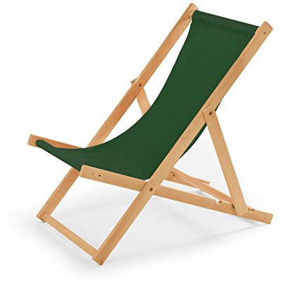 IMPWOOD Liegestuhl klappbar Holz - Sonnenliege aus Buchenholz bis 120 Kg Holzklappstuhl für Balkon, Strand und Terrasse & Camping - Gartenliege Strandliege (Grün)
