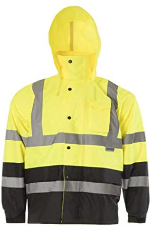 JORESTECH Hi-Visibility Waterproof Rain Jacket with Mesh Lining, ANSI/ISEA 107-2015 Class 3 Type R, Lightweight Wind-Resistant Safety Jacket