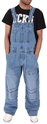 DianShaoA Peto Corte Ajuste Holgado Pantalón para Hombre Mono Vaquero Mezclilla Jumpsuit Casual Pantalones con Bolsillos Zarco 3XL