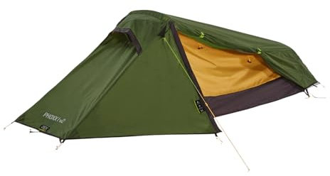 OEX Phoxx 1v2 Tent for 1 Person with Porch, 1 Man, Compact, Lightweight, Tunnel, Easy to Pitch, Backpacking, Festivals, Weekend Trips, Wild Camping, Hiking, 5000mm HH, Green