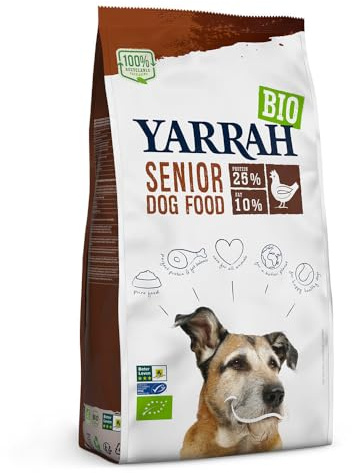 YARRAH Senior Nourriture sèche Bio pour Chiens âgés de Toutes Races | Nourriture Biologique exquise pour Chien au Poulet sans céréales, 2 kg | 100% Biologique et sans additifs artificiels