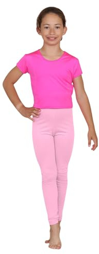 Hamishkane® Leggings för flickor, premiumkvalitet, flickleggings, snygga, hållbara och funktionella gymnastikleggings, flickor, idealiska stretchiga smala sommarleggings för flickor, Ros rosa, 5-6 År