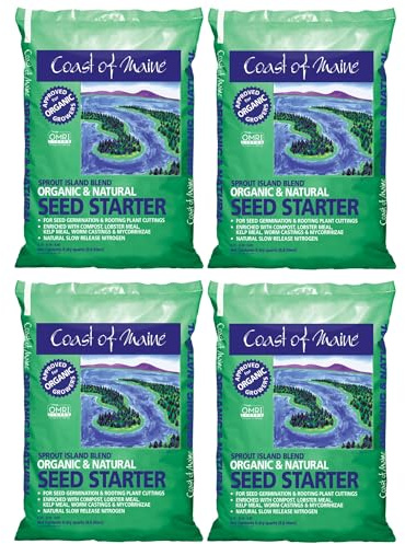 Coast of Maine, 8qt (Pack of 4) Sprout Island Blend, Organic & Natural Seed Starter for Seed Germination & Root Plant Cuttings