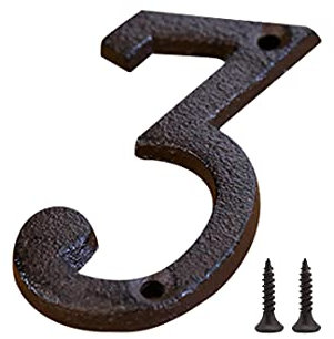 Zayookey Numéros d'Adresse de Maison Métal Numéros de Rue House Numbers Numéros de Porte pour Mur Logo (Numéro 3)