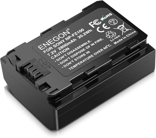 ENEGON 1X 2800mAh NP-FZ100, Ersatzakku Kompatibel mit Sony NP-FZ100, Sony a7iii, a7 iv, a7r iv, A7iv, A7c, a7s III, a6600, Alpha 6600, A9, A7RIII