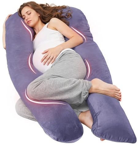 Nuliie Schwangerschaftskissen & Seitenschläferkissen U-Form mit waschbarem Bezug, Super-bequemes Komfortkissen zur Unterstützung von Rücken, Hüften und Beinen für Schwangere (Lila)