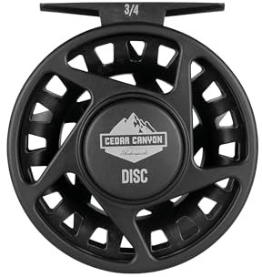Shakespeare Cedar Canyon Disc-Fly-Rolle - Leichte Graphitkonstruktion, einstellbares Disc Drag System, umschaltbar für Links-/Rechtshänder, reibungslose Funktion, Fliegenfischerrolle - 3/4