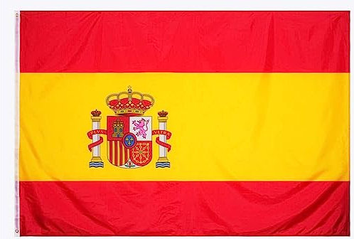 Grand drapeau espagnol pour extérieur 225 x 150 cm, drapeau de l'Espagne renforcé et avec 2 œillets métalliques (Grande Espagne)